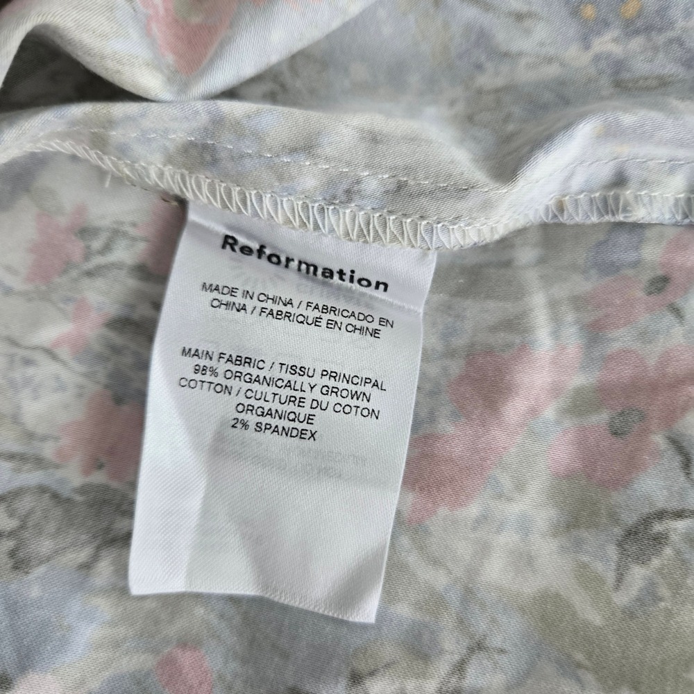 Reformation Reina Floral Ruffle V-Neck Open Back Midi Dress Multi-Color Size 2 - Picture 4 of 8
